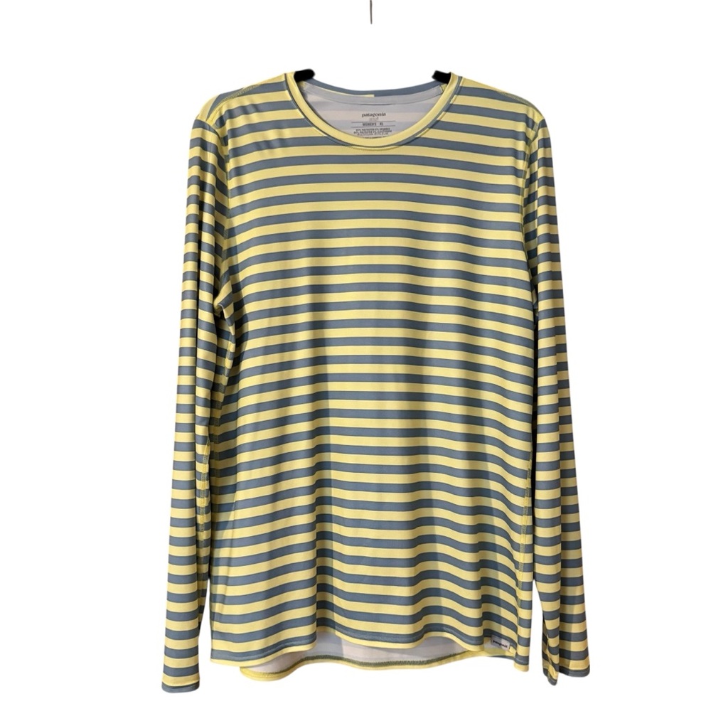 Patagonia Capilene 1 Silkweight Graphic Crew Striped Yellow Lavender XL